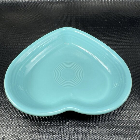 Fiestaware Turquoise Heart Bowl Fiesta Blue Dish Bowl USA Ceramic 7inch Dish VTG - Picture 9 of 12